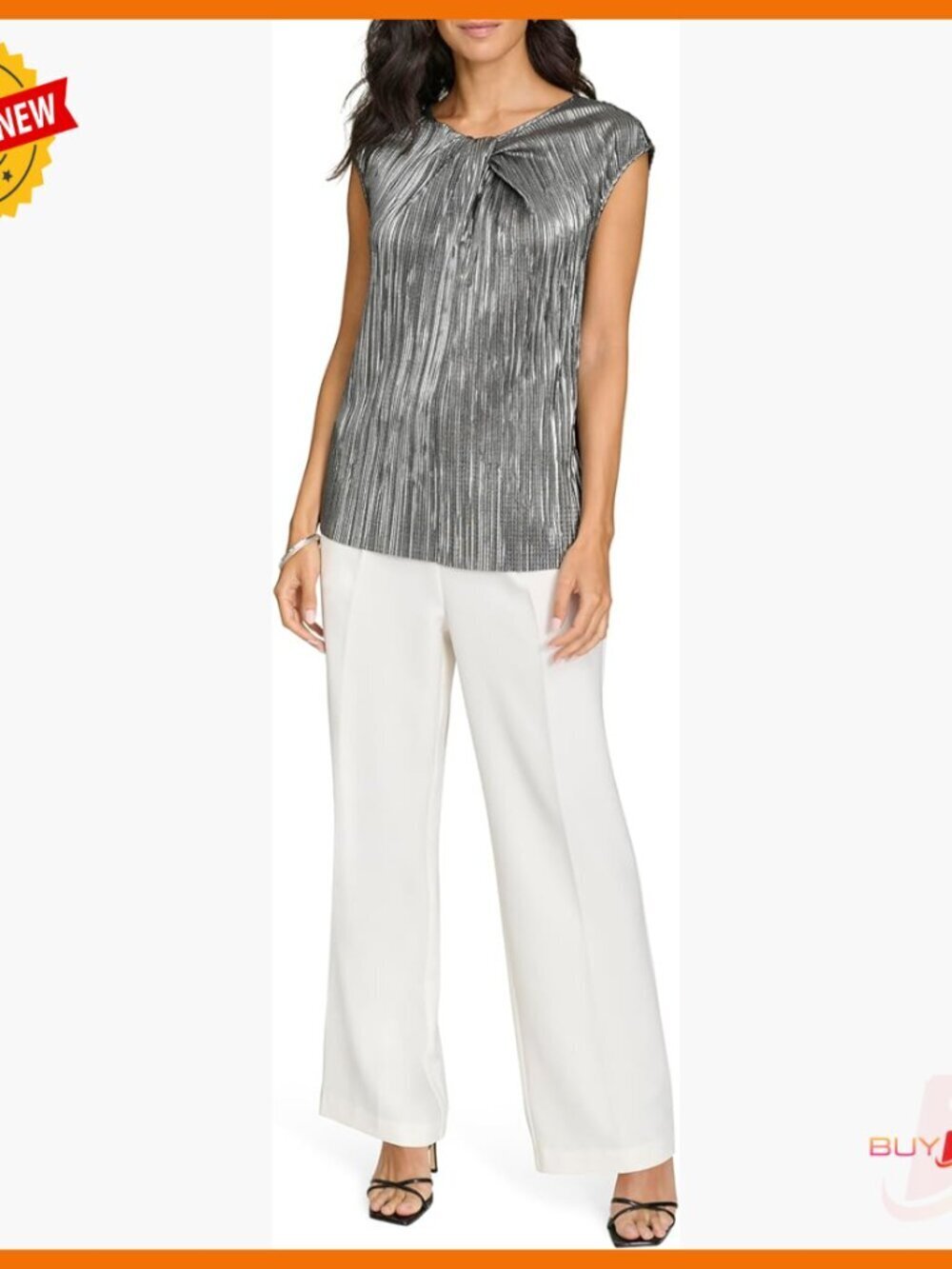 Slim Fit Polyester Short Sleeve Blouse High Neck Pull On